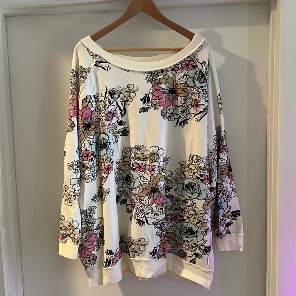Free People Floral Oversized Sweatshirt